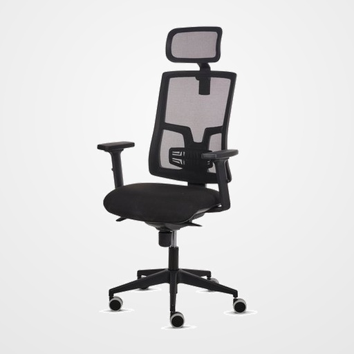 SILLA FELLOWES ELEGANZA PLUS DIRECCION BRAZOS REGULABLES 2D  MALLA TRANSPIRABLE CABECERO AJUSTABLE ASIENTO TAPIZADO NEGRO