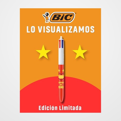 BOLIGRAFO de 4 COLORES BIC DECORADO CAMPEONES DEL MUNDO (Ed. Limitada) CAJA de 25