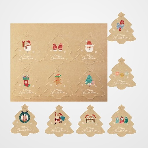 ETIQUETAS MANUALES COLGANTES con CORDON DOHE NAVIDAD KRAFT SET DE 48
