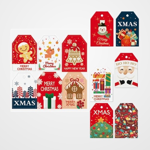 ETIQUETAS MANUALES COLGANTES con CORDON DOHE NAVIDAD SET DE 48