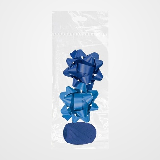 MOÑAS/COCAS DOHE de  10 mm CHIC AZUL PACK DE 2 + RAFIA 10 mm x 10 m AZUL