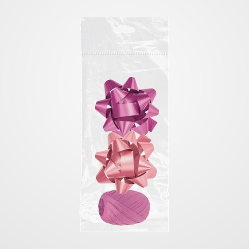 MOÑAS/COCAS DOHE de  10 mm CHIC ROSA PACK DE 2 + RAFIA 10 mm x 10 m ROSA