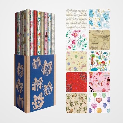 PAPEL de REGALO ROLLO DOHE 0,7x2 m (CAJA de 50) TODO AÑO