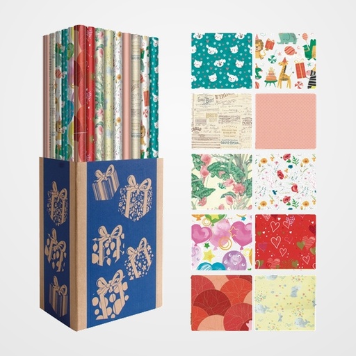 PAPEL de REGALO ROLLO DOHE 0,7x2 m (CAJA de 50) TODO AÑO 2025