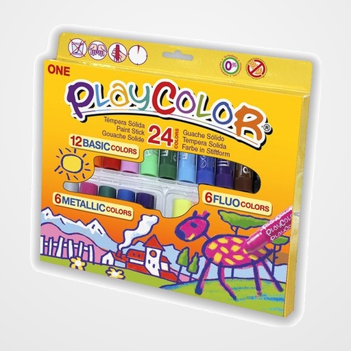 TEMPERA INSTANT SOLIDA ONE 24 (ONE BASIC 12 UNIDADES + ONE METALLIC 6 UNIDADES + ONE FLUOR 6 UNIDADES)