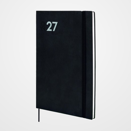 AGENDA ANUAL (2027) CATALAN FINOCAM DYNAMIC MARA COSIDA tapa FLEXIBLE con GOMA Y11 165x240 S/V NEGRE