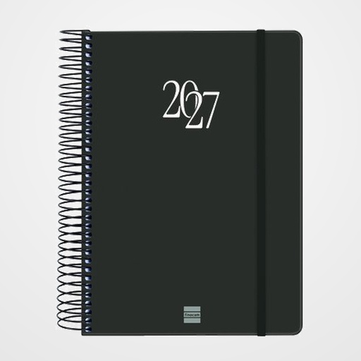 AGENDA ANUAL (2027) CATALAN FINOCAM ESPIRAL BASIC MY ESPIRAL tapa EXTRA con GOMA E10 155x212 D/P NEGRE