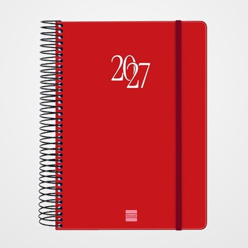 AGENDA ANUAL (2027) CATALAN FINOCAM ESPIRAL BASIC MY ESPIRAL tapa EXTRA con GOMA E10 155x212 D/P VERMELL