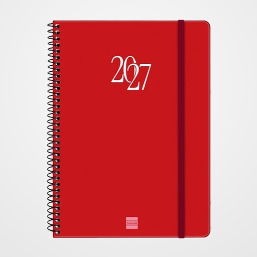 AGENDA ANUAL (2027) CATALAN FINOCAM ESPIRAL BASIC MY ESPIRAL tapa EXTRA con GOMA E10 155x212 S/V APAIS. VERMELL