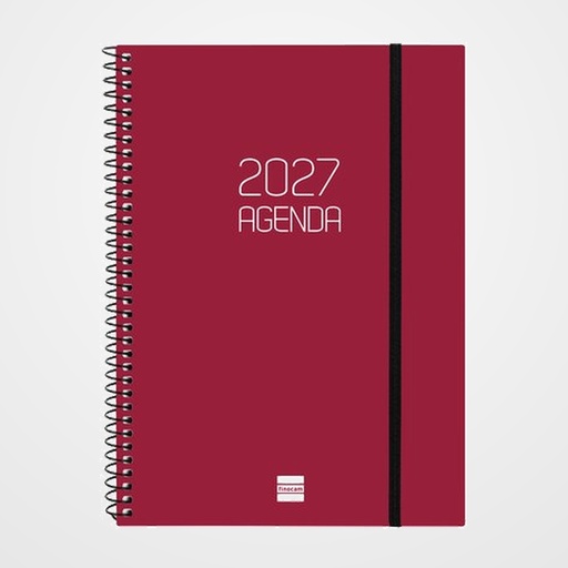 AGENDA ANUAL (2027) CATALAN FINOCAM ESPIRAL BASIC OPAQUE ESPIRAL tapa PP con GOMA E10 155x212 S/V APAIS. BORDEUS