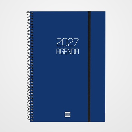 AGENDA ANUAL (2027) CATALAN FINOCAM ESPIRAL BASIC OPAQUE ESPIRAL tapa PP con GOMA E11 165x242 S/V BLAU