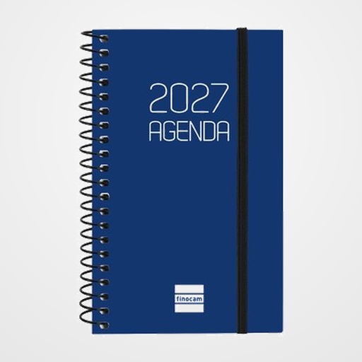 AGENDA ANUAL (2027) CATALAN FINOCAM ESPIRAL BASIC OPAQUE ESPIRAL tapa PP con GOMA E3 79x127 S/V APAIS. BLAU