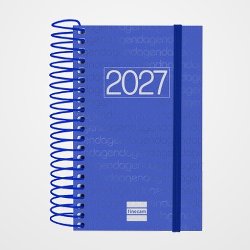 AGENDA ANUAL (2027) CATALAN FINOCAM ESPIRAL BASIC YEAR ESPIRAL tapa PP con GOMA E3 79x127 D/P BLAU