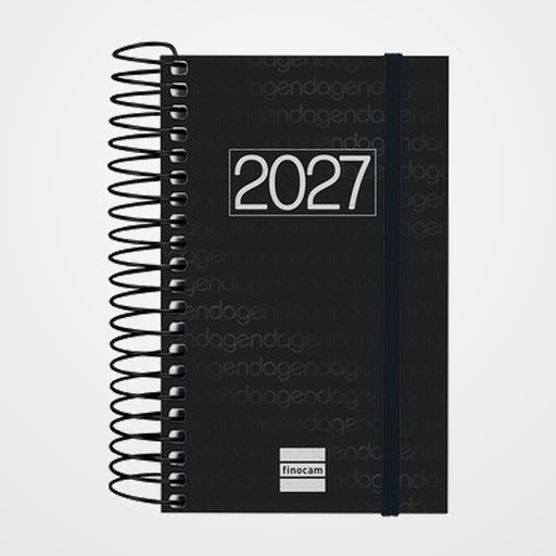 AGENDA ANUAL (2027) CATALAN FINOCAM ESPIRAL BASIC YEAR ESPIRAL tapa PP con GOMA E3 79x127 D/P NEGRE