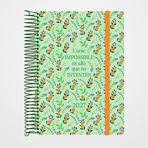 AGENDA ANUAL (2027) CATALAN FINOCAM ESPIRAL TRENDY  DESIGN COLLECTION ESPIRAL tapa PP con GOMA E10 155x212 D/P IMPOSSIBLE