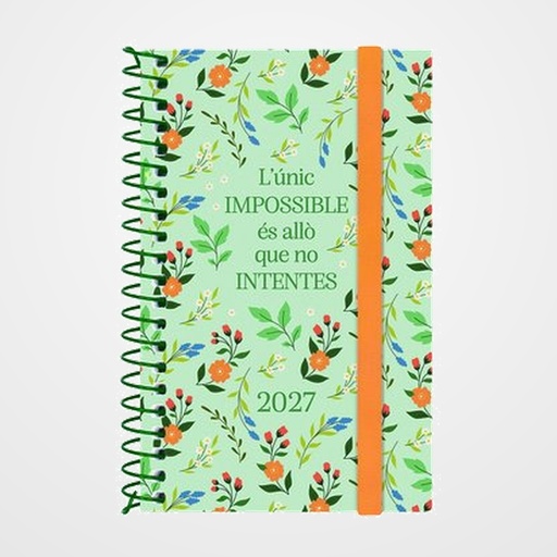 AGENDA ANUAL (2027) CATALAN FINOCAM ESPIRAL TRENDY  DESIGN COLLECTION ESPIRAL tapa PP con GOMA E3 79x127 S/V APAIS. IMPOSSIBLE