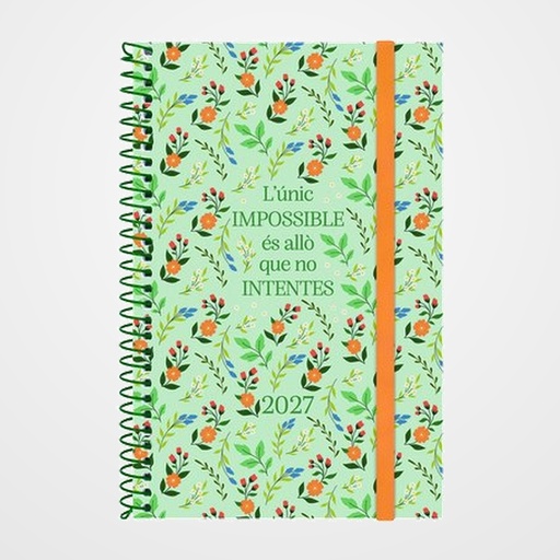 AGENDA ANUAL (2027) CATALAN FINOCAM ESPIRAL TRENDY  DESIGN COLLECTION ESPIRAL tapa PP con GOMA E5 117x181 S/V APAIS. IMPOSSIBLE