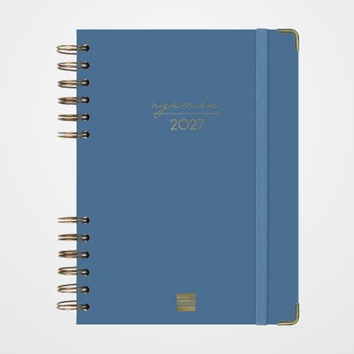 AGENDA ANUAL (2027) CATALAN FINOCAM ESPIRAL TRENDY ALMA WIRE-O tapa EXTRA con GOMA E10 155x212 D/P BLAU
