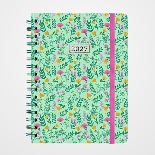 AGENDA ANUAL (2027) CATALAN FINOCAM ESPIRAL TRENDY YOU WIRE-O tapa EXTRA con GOMA E10 155x212 S/V APAIS. BLAT