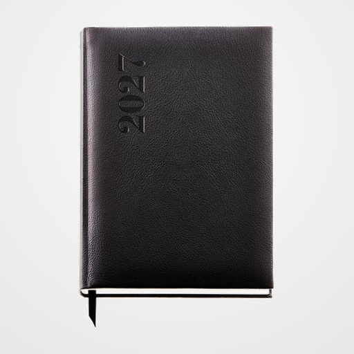 AGENDA ANUAL (2027) CATALAN MIQUELRIUS BASIC AGORA COSIDA tapa SIMIL PIEL con GOMA PLUS 155x213 D/P NEGRE