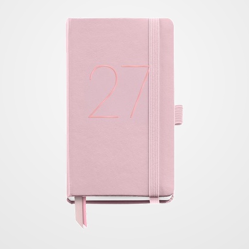 AGENDA ANUAL (2027) CATALAN MIQUELRIUS BASIC CHESTER COSIDA tapa SIMIL PIEL con GOMA PASSPORT 90x140 S/V APAIS. ROSA