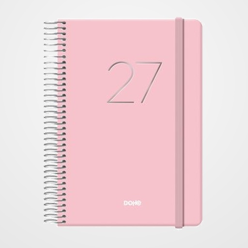 AGENDA ANUAL (2027) DOHE GLOSS ESPIRAL tapa EXTRA con GOMA 125x180 D/P ROSA
