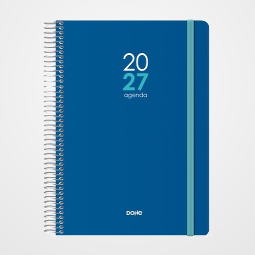 AGENDA ANUAL (2027) DOHE MEMPHIS ESPIRAL tapa PP con GOMA 150x210 D/P AZUL