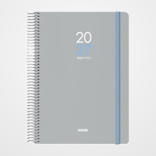AGENDA ANUAL (2027) DOHE MEMPHIS ESPIRAL tapa PP con GOMA 150x210 D/P GRIS