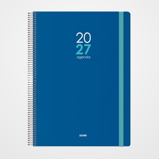 AGENDA ANUAL (2027) DOHE MEMPHIS ESPIRAL tapa PP con GOMA 210x290 D/P AZUL