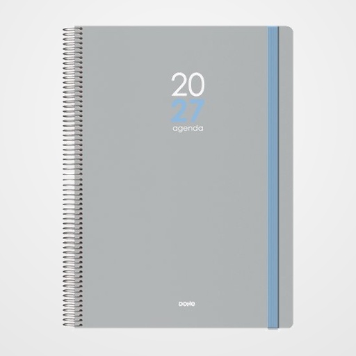 AGENDA ANUAL (2027) DOHE MEMPHIS ESPIRAL tapa PP con GOMA 210x290 D/P GRIS