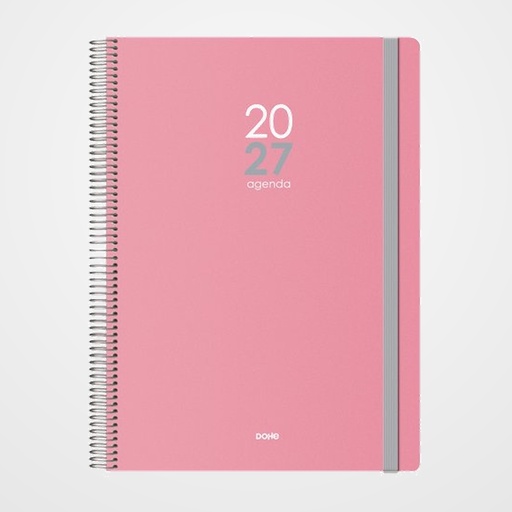 AGENDA ANUAL (2027) DOHE MEMPHIS ESPIRAL tapa PP con GOMA 210x290 D/P ROSA
