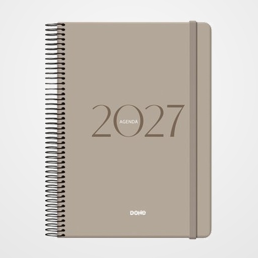 AGENDA ANUAL (2027) DOHE MONTANA ESPIRAL tapa EXTRA con GOMA 140x200 D/P BEIGE