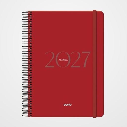 AGENDA ANUAL (2027) DOHE MONTANA ESPIRAL tapa EXTRA con GOMA 140x200 D/P BURDEOS