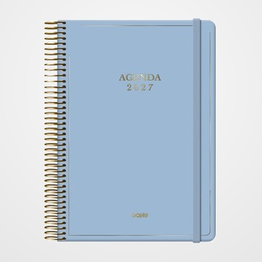 AGENDA ANUAL (2027) DOHE VELVET ESPIRAL tapa EXTRA con GOMA 140x200 D/P AZUL