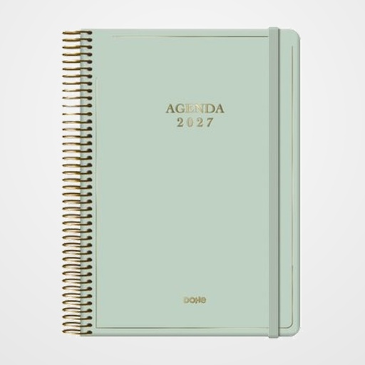 AGENDA ANUAL (2027) DOHE VELVET ESPIRAL tapa EXTRA con GOMA 140x200 D/P VERDE