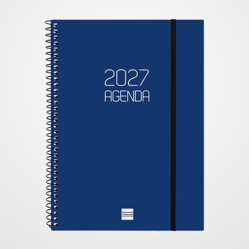 AGENDA ANUAL (2027) EUSKERA FINOCAM ESPIRAL BASIC OPAQUE ESPIRAL tapa PP con GOMA E10 155x212 S/V APAIS. AZUL