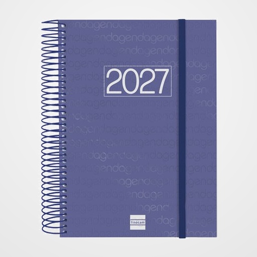 AGENDA ANUAL (2027) EUSKERA FINOCAM ESPIRAL BASIC YEAR ESPIRAL tapa PP con GOMA E10 155x212 D/P AZUL