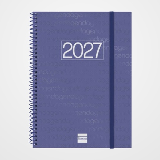 AGENDA ANUAL (2027) EUSKERA FINOCAM ESPIRAL BASIC YEAR ESPIRAL tapa PP con GOMA E10 155x212 S/V APAIS. AZUL