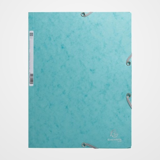 CARPETA de GOMAS y SOLAPAS EXACOMPTA SKANDI CARTULINA A4 400g con ETIQUETA AZUL HIELO