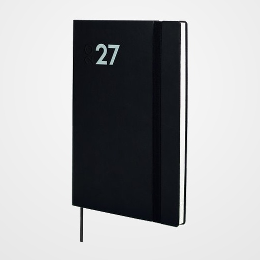 AGENDA ANUAL (2027) FINOCAM DYNAMIC MARA COSIDA tapa FLEXIBLE con GOMA Y10 140x204 S/V APAIS. NEGRO