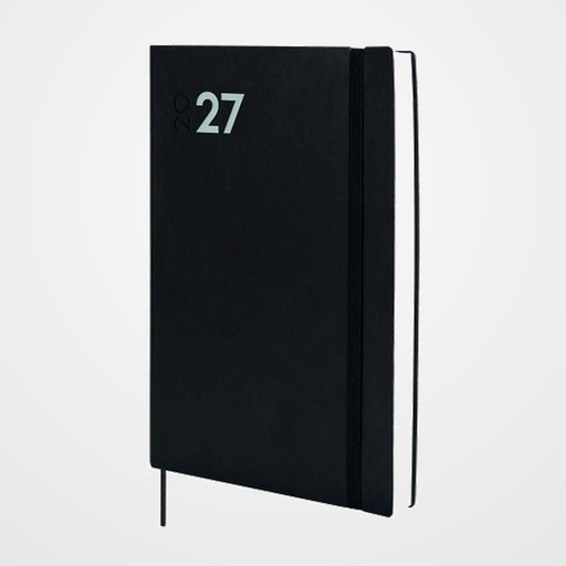AGENDA ANUAL (2027) FINOCAM DYNAMIC MARA COSIDA tapa FLEXIBLE con GOMA Y11 165x240 D/P NEGRO