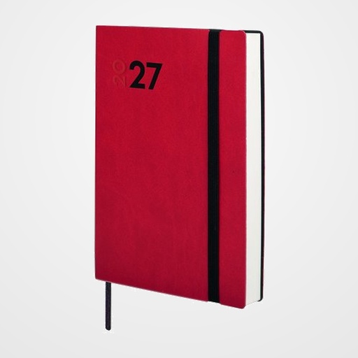 AGENDA ANUAL (2027) FINOCAM DYNAMIC MARA COSIDA tapa FLEXIBLE con GOMA Y4 120x170 D/P ROJO