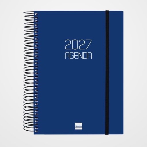 AGENDA ANUAL (2027) FINOCAM ESPIRAL BASIC OPAQUE ESPIRAL tapa PP con GOMA E10 155x212 D/P AZUL