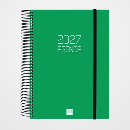AGENDA ANUAL (2027) FINOCAM ESPIRAL BASIC OPAQUE ESPIRAL tapa PP con GOMA E10 155x212 D/P VERDE