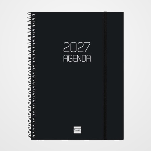 AGENDA ANUAL (2027) FINOCAM ESPIRAL BASIC OPAQUE ESPIRAL tapa PP con GOMA E10 155x212 S/VV NEGRO