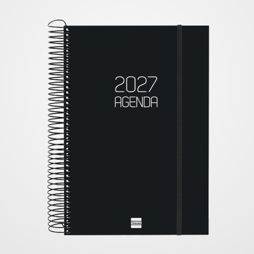 AGENDA ANUAL (2027) FINOCAM ESPIRAL BASIC OPAQUE ESPIRAL tapa PP con GOMA E11 165x242 D/P NEGRO