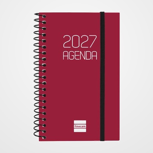 AGENDA ANUAL (2027) FINOCAM ESPIRAL BASIC OPAQUE ESPIRAL tapa PP con GOMA E3 79x127 S/V APAIS. BURDEOS