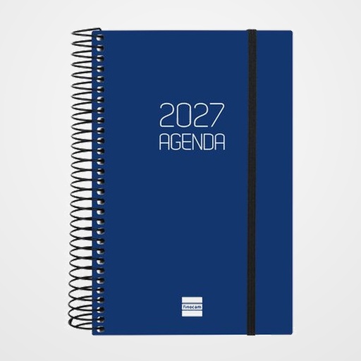 AGENDA ANUAL (2027) FINOCAM ESPIRAL BASIC OPAQUE ESPIRAL tapa PP con GOMA E5 117x181 D/P AZUL