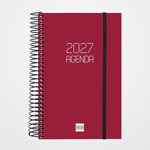 AGENDA ANUAL (2027) FINOCAM ESPIRAL BASIC OPAQUE ESPIRAL tapa PP con GOMA E5 117x181 D/P BURDEOS