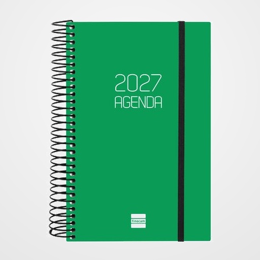 AGENDA ANUAL (2027) FINOCAM ESPIRAL BASIC OPAQUE ESPIRAL tapa PP con GOMA E5 117x181 D/P VERDE